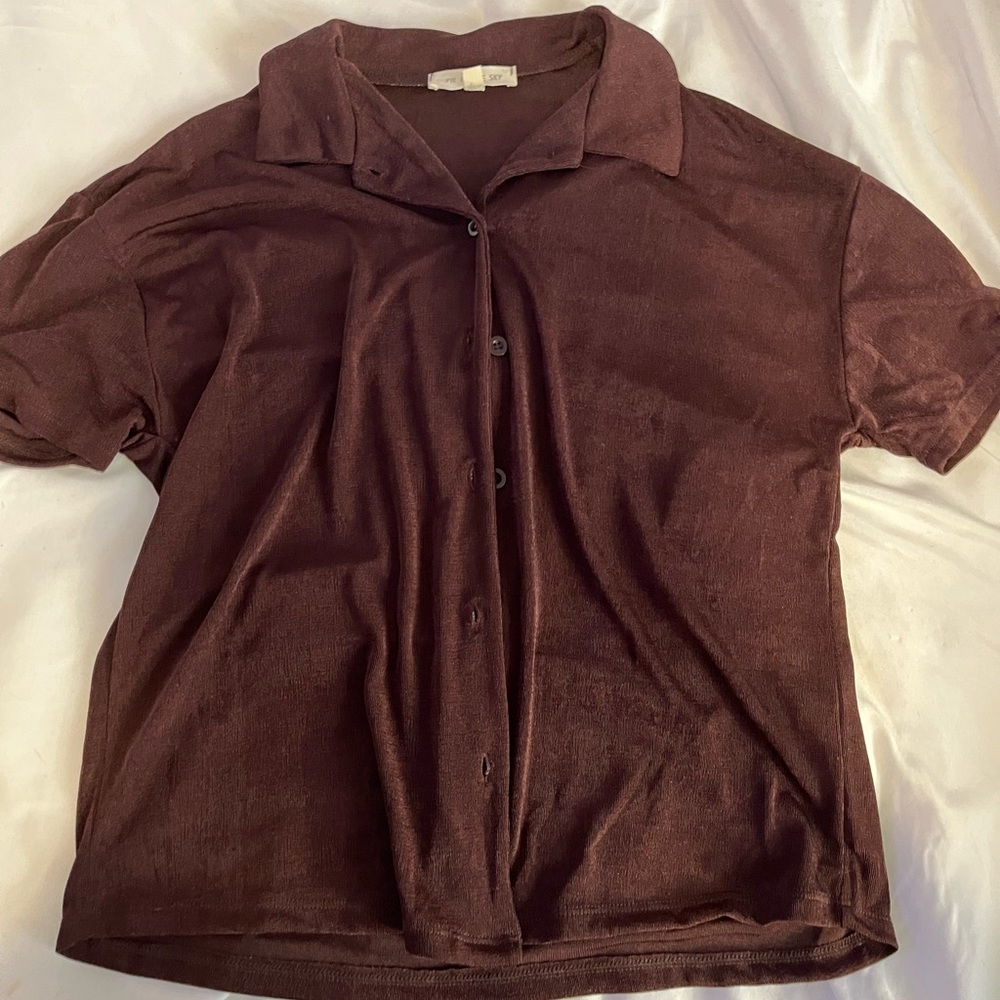 Brown Pie In The Sky Button Up